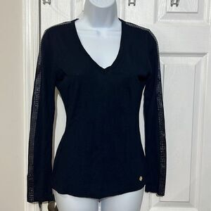 Versace collection vintage v neck sweater with rhinestones on sleeves